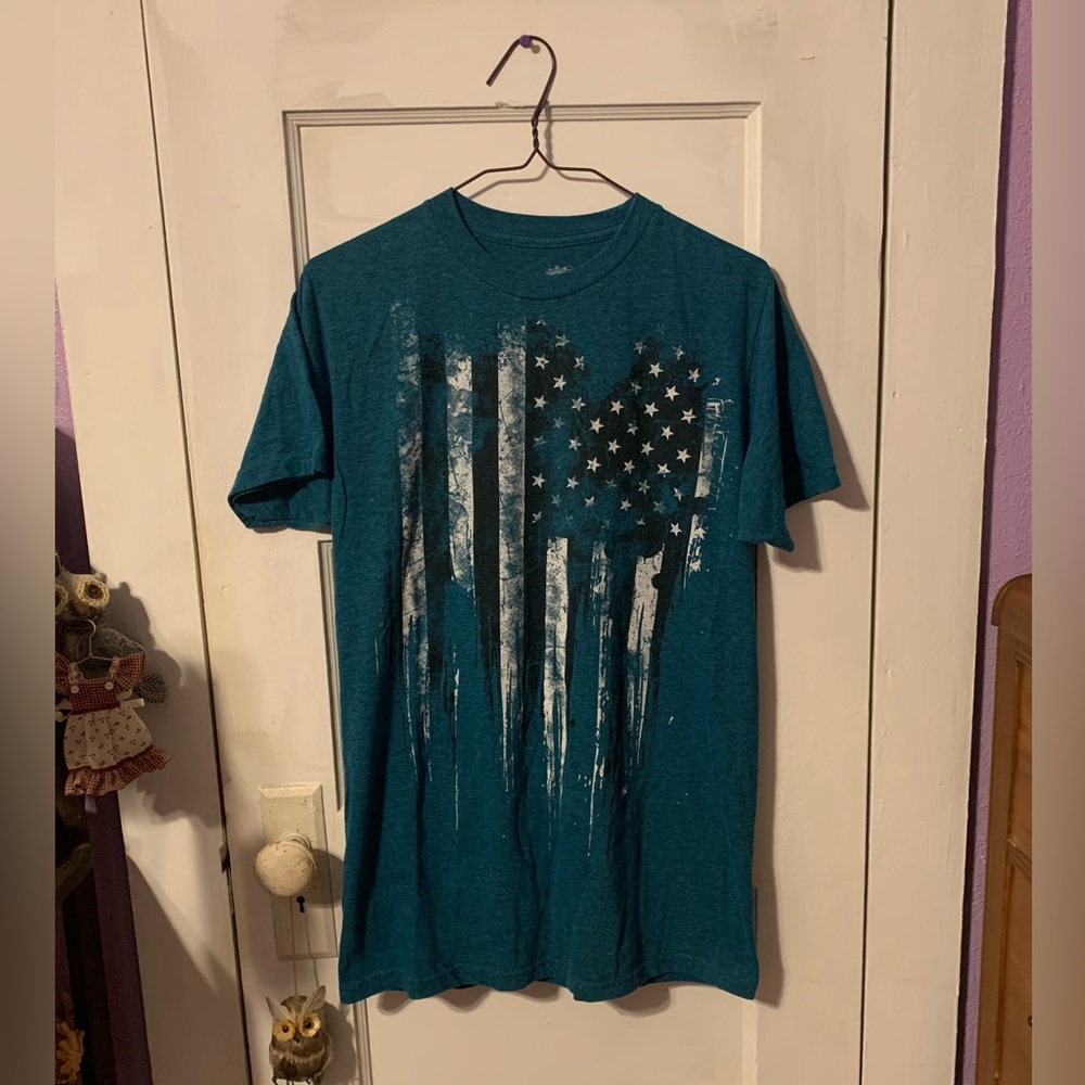 Helix Teal American Flag Tshirt